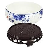 Angoily Keramik Hydroponik Pflanzschale mit Sockel Kleiner Runder Narzissentopf Dekorativer Blumentopf für Innen und Außenbereich Langlebig und Sonnenecht Tischdekoration