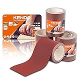 KENDO Schleifpapier Rolle - 4 Schmirgelpapier Rollen 93mm x 5m - Körnung fein bis grob 60/120 / 180/240 - Geeignet für Handschleifer, Schwingschleifer und Materialien wie Holz, Metall etc.