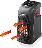 Heizlüfter auf Steckdose – Mini-Thermokeramik-Heizung 400 W für Steckdose, Temperatur 15-32 °C, Thermostat, 12 Stunden Timer, 2 Geschwindigkeitsstufen, LED-Anzeige, schwenkbare Steckdose
