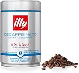 illy, Kaffeebohnen Zum Mahlen ENTKOFFEINIERT, 100% Arabica Mit Noten Von Karamell, Schokolade Und Geröstetem Brot, Ohne Koffein, Ausgewogener Geschmack, 1 Dose mit 250g