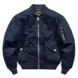 Herren-Militärjacke, langärmelig, gewaschene Baumwolle, Hipster, schmale Passform, leicht, Sportbekleidung, leger, Bomberjacke, B, M
