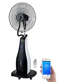 Sichler Haushaltsgeräte Luftkühler: Stand-Sprühnebel-Ventilator mit Oszillation, WLAN, App, Timer, 80 Watt (Ventilator Wasser, Sprüh-Ventilator, Wireless Controller)