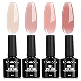 TOMICCA UV Nagellack Rosa Set, 4 Farben Gel Nagellack Für UV Lampe Soak-Off UV/LED Pink Serie, für Nagelstudio DIY Home, 8ML