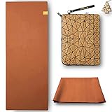 GOLDEN Yogamatte Faltbar rutschfest Schadstofffrei, 1,5mm Dünne Leicht ökologische Reise Matte/Handtuch aus Naturkautschuk, Waschbar mit Tasche Tragegurt aus Kork Order PU, Hot Yoga Bikram Pilates