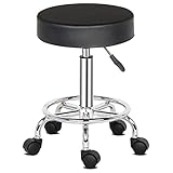 Alightup Bürohocker mit Rollen, professionell, um 360 ° drehbar, höhenverstellbar, für Massagesalon, Küche, Büro, Klinik, Pub, Nähen, Maler, Klavier, Schwarz