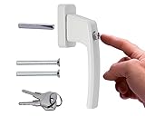 Stahlia Abschließbare Fenstergriffe ergonomisch Aluminium 1 Stück Fenstergriffe weiß Terrassentür Griff Balkontürgriff Griff für Fenster Balkontür Einbruchschutz Fenster Druckknopf Terassentürgriff