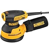 DEWALT 125 mm Exzenterschleifer (280 Watt, Vibrationsdämpfung, Sanftanlauf, Drehzahl-Konstanthaltung, Schwingkreis-ø: 2,6 mm, Staubschutz für Getriebe und Schalter, Klettfix, Staubfangsack) DWE6423-QS