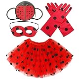 VGMANNTA Ladybug Kostüm Mädchen Zubehör Set Lady Bug Spielzeug Marienkäfer Handschuhe Kinder Prinzessin Kostüm Mädchen Tüllrock Halloween Marienkäfer Geburtstagsparty Zubehör Geschenk für Mädchen