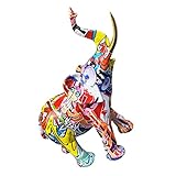 HAMPPLIES Europäischer Dekofigur aus Harz Kreative Graffiti Tier Skulptur Stabile Desktop Dekoration Symbol für Glück und Wohlstand für Hauswarming und Freunde