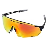 Photochrome Fahrradbrille, Sonnenbrille für Männer und Frauen, Winddichte Polarisierte Sportbrille, UV-Schutz (Schwarz Rot)