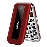 artfone F20 Seniorenhandy Ohne Vertrag,flip handy für senioren,seniorenhandy große tasten 2G GSM Handy für Senioren mit 2,4 Zoll Farbdisplay, Dual SIM, SOS Notruftaste, Taschenlampe, 1300 mAh Akku-Rot