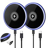 Kabelloses Ladegerät, 2 Stück, 15 W, Samsung, magnetisch, kabelloses Ladegerät, Schnellladepad für Samsung Galaxy S25 Ultra/S24 FE/S23 Ultra/S22/S21/Z Flip 6, 5, Google Pixel 9, 8a, 7a, 8, 7 Pro