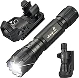 UltraFire Taktische Taschenlampe mit Holster, 1200 Lumen Single Mode LED Taschenlampe für Strafverfolgung mit Gürtelhalterung, Wiederaufladbare Batterie und Ladegerät, Kleine Taschenlampe WF-501B PRO