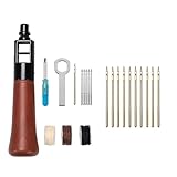 WUTA Leder Nähset, Ledernadel Handnähapparat, Leder Nähahle mit 10 Stück Kleinen Verchromten Nadeln, Profinähahle Lederwerkzeug（0.55mm
