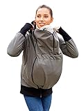 Be Mama - Maternity & Baby wear wasserdichte ALL-WEATHER 3in1 - Tragejacke & Umstandsjacke & Softshelljacke Damen in einem aus SOFTSHELL (Wassersäule: 10.000 mm), Modell: BERGAMI SOFTSHELL, grau SM