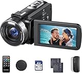 Videokamera 4K Camcorder, 42 MP Videorecorder für Vlogging YouTube 18X Digitalzoom 4K Webcam Camera mit 3-Zoll-Bildschirm um 270° drehbar Kompaktkamera für Reisen mit 2 Akkus, 32 GB-Karte, Fernbe