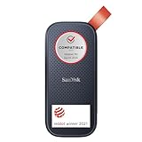 SanDisk Portable SSD 1 TB (externe Festplatte mit SSD Technologie 2,5 Zoll, 800 MB/s Übertragungsraten, robustes Laufwerk, robuste Befestigungsschlaufe aus strapazierfähigem Gummi) grau