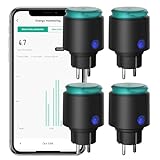 ANTELA WLAN Steckdose Außen IP44, Außensteckdose mit Strommessung, Smart Steckdose Outdoor Kompatibel mit Alexa, Google Home, Smart Life APP, 2.4GHz, 4 Stück