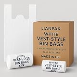 lianpak Müllsäcke, extra stark, 22 l, strapazierfähig, kommerzielle Abfallsäcke, recycelter Kunststoff, reißfest, weiß, hergestellt in Großbritannien (100)