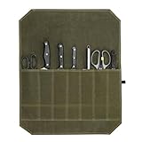 kaiyaya Messertasche Kochmesser Tragbare Messerrolle mit 7 Steckplätzen Koch Messer Tasche Wasserfeste Langlebige Messertasche für Köche Gewachste Canvas Knife Bag für Camping Wandern (Grün)