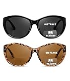 Hubeye 2 Pack Bifokale Sonnenlesebrille für Damen Outdoor-Sonnenleser Getönte Lesehilfe Klassisch Retro Stil UV400 Schutz Brillen 2.50