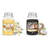 Yankee Candle Duftkerze im Glas (groß) – Black Coconut – Kerze mit langer Brenndauer bis zu 150 Stunden & Duftkerze im großen Jar, Vanilla Cupcake, Brenndauer bis zu 150 Stunden