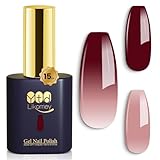 YTD Likomey UV Nagellack Farbwechsel Thermo Farbgel,15ml Nude Pink Weinrot Gel Chamäleon Shellac Nagelgel UV/LED Color Change Gellack,WB08