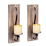 2 Stück Kerzenhalter Wand Wandkerzenhalter Schwarz Metall Holz Wandhalterung Kerzenständer Deko für Kerzen Vintage Wanddeko Wandkerzenhalter