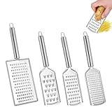4 Stück Kleine Reibe Set, Handreibe, Mini Reibe Edelstahl, Apfelreibe Käsereibe Parmesanreibe Knoblauchreibe Gemüsereibe Möhrenreibe Zitronenreibe Kartoffelreibe Cheese Grater für Haushalt und Küche
