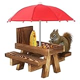 Eichhörnchen Futterhaus Wetterfest Picknicktisch Holz -Futtertisch Mit Regenschirm Futterstelle-Feeder Garten Maiskolbenhalter