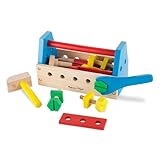 Melissa & Doug Tragbarer Werkzeugkasten, Holzspielzeug, Bauen, Lernspielzeug, Rollenspielzeug, 3-6 Jahre, Geschenk für Jungs oder Mädchen