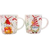 Dekohelden24 Becherset, Kaffeebecher, Glühweinbecher, Trinkbecher als Wichtel aus Porzellan bunt im 2er Set, Größe: L/B/H ca. 13 x 8 x 10 cm, Fassungsvermögen 360ml pro Tasse.