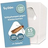 Hey Nature Schlupfwespen gegen Kleidermotten, 1 x 15 Karten. Natürlich & effektiv Kleidermotten bekämpfen mit Schlupfwespen gegen Motten. Alternative zu Mottenkugeln, Mottenspray & Lavendel