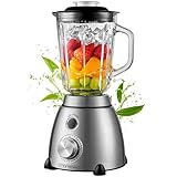 Standmixer | 600 Watt | 6-Fach Metallmesser | 1,5 Liter | Glas Edelstahl | Pulsfunktion | Universal Power Mixer | Eiweiß Shaker | Hand Blender | Ice Crusher | Zerkleinerer | Smoothie Maker | Mixer