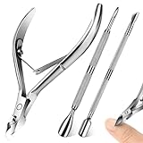3-teiliges Nagelhautzangen Set, Professionelle Edelstahl Nagelhautzange mit Nagelknipser und Nagelhautschieber, Entfernung Überschüssige Eingerissener Haut,für Fußnägel und Fingernägel