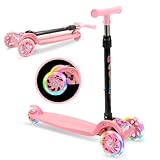 Youyijia Faltbarer Roller für Kinder, 3-Rad-Tretroller mit leuchtenden Rädern, höhenverstellbarer Lenker, leuchtender Roller für Jungen und Mädchen