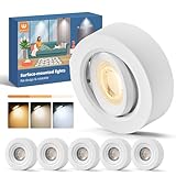 wowatt 6er Set Deckenspots Weiß, 5.5W 550LM LED Aufbauspot Dimmbar Warmweiß 3000K Neutralweiß 4000K Kaltweiß 6000K, Aufbaustrahler Schwenkbar 30°, Spots Deckenleuchte Aufputz 92mmX30mm, Kunststoff
