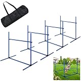 TATIVALO Agility Set 4er, Hunde Hürdenset Slalom Stangen Agility Ausrüstung für Hundetraining mit Tragetasche, Höhenverstellbar, 104x70x101cm