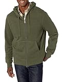 Amazon Essentials Herren Fleece-Kapuzenpulli mit durchgehendem Reißverschluss (erhältlich in den Größen Big & Tall), Olivenheide, L