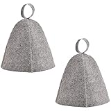 Gtwinsone 2 Stück Saunahut Filz Sauna Hut Mütze Filzhut Saunamütze Filzkappe Saunakappe Duschkappe Badekappe Duschhaube für Damen und Herren (Grau)