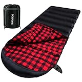 Poepore Schlafsack Outdoor Winter für Erwachsene Extra Breit 3-4 Jahreszeiten XXL Schlafsäcke Warmer Baumwolle Flanell Deckenschlafsack beim Camping Wandern Abenteuern 230 * 100CM Rot