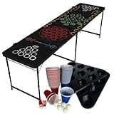 MYBEERPONG® Bier-Pong Tisch “Multigame“ | mit UV-Schutz + inkl. 100 teiliges Bierpong Becher Set & Tischtennisbälle | 5 Partyspiele mit Zubehör kombiniert