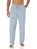 Amazon Essentials Herren Gewebte Pyjamahose, Gerade Geschnitten, Hellblau Weiß Karo, M