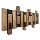 Kleiderhaken wand Wandgarderobe Garderobe Holz Eiche design Lamellen paneele Schwarz modern natur 2 Dimensionen (60cm)