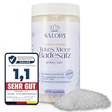 Salora ® Premium Totes Meer Badesalz 1150gr [Frei von Zusatzstoffen] - Meersalz Badesalz aus Jordanien - Vollbad oder Fußbad Salz mit Peeling Effekt als Badezusatz oder Saunasalz - Grob