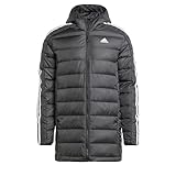 adidas Herren Essentials 3-Stripes Light Down Hooded Parka, Black, M