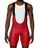 Wixen Herren-Radler-Trägerhose mit 4D-gepolstertem Chamois, atmungsaktivem Netzrücken, Seitentaschen und rutschfestem Beinband, Rot/Ausflug, einfarbig (Getaway Solids), Klein