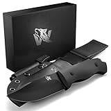 ODENWOLF LUPUS Outdoor Messer feststehende Klinge im klassischem Stil - Survival Messer feststehende Klinge - Jagdmesser mit Scheide und Feuerstarter - Perfektes Bushcraft Messer Outdoor Survival
