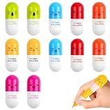 JEYORZY 12Pcs Mini Pillen Kugelschreiber Mini Kapsel Stifte, Kreativer Einziehbarer Pille Druckkugelschreiber für Schule, Bürobedarf, Schreibwaren, Geschenk(6 Farben)
