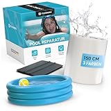 Pool Reparaturset inkl. Rakel | starkes wasserdichtes Unterwasser Klebeband | Flickzeug zum Abdichten von Pools | selbstklebendes Abdichtband für alle Pooloberflächen | 10cm x 150cm (transparent)